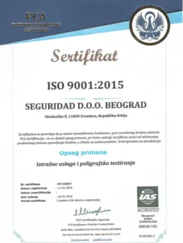 Seguridad Beograd sertifikat ISO 9001