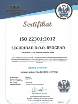 Seguridad Beograd sertifikat iso 22301